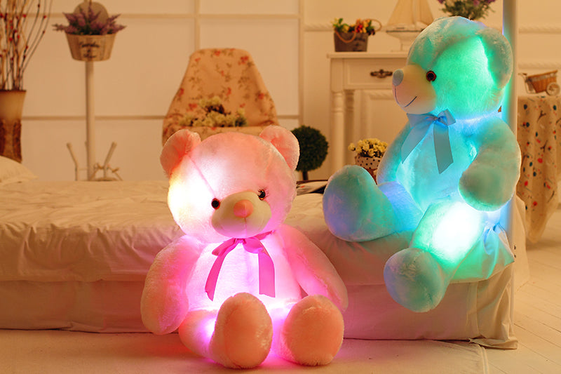 Creative Light Up LED Teddy Bear Stuffed Animals Plush Toy Colorful Glowing Christmas Gift For Kids Pillow