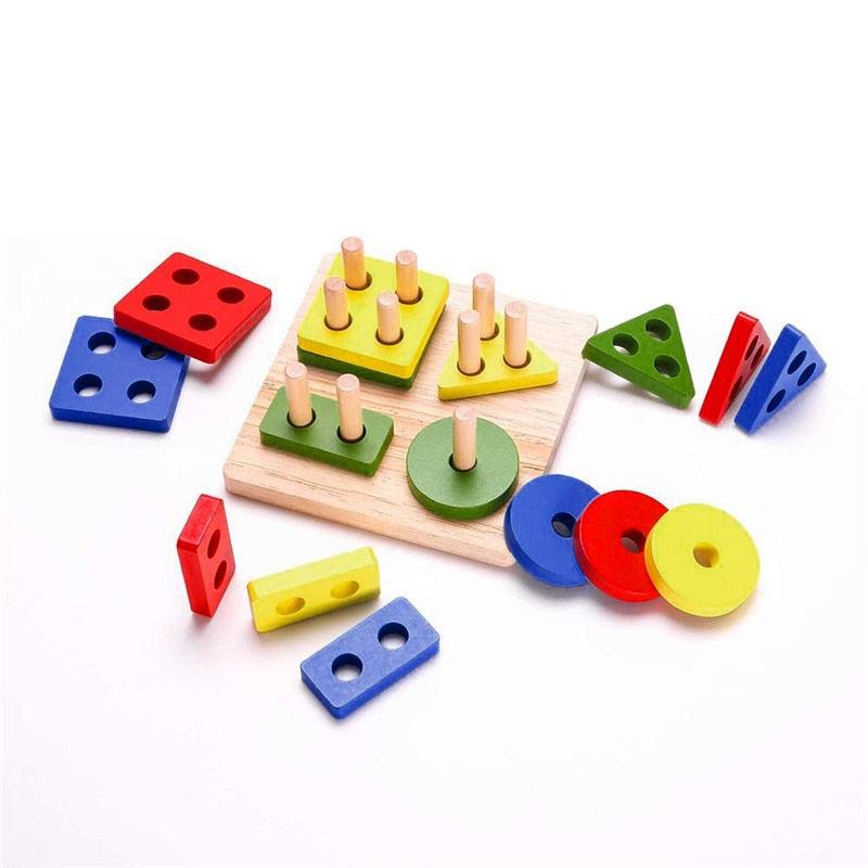 Colorful Geometric Shapes Matching Toys For Children - Educational Wooden Toys - JigyasaLLC
