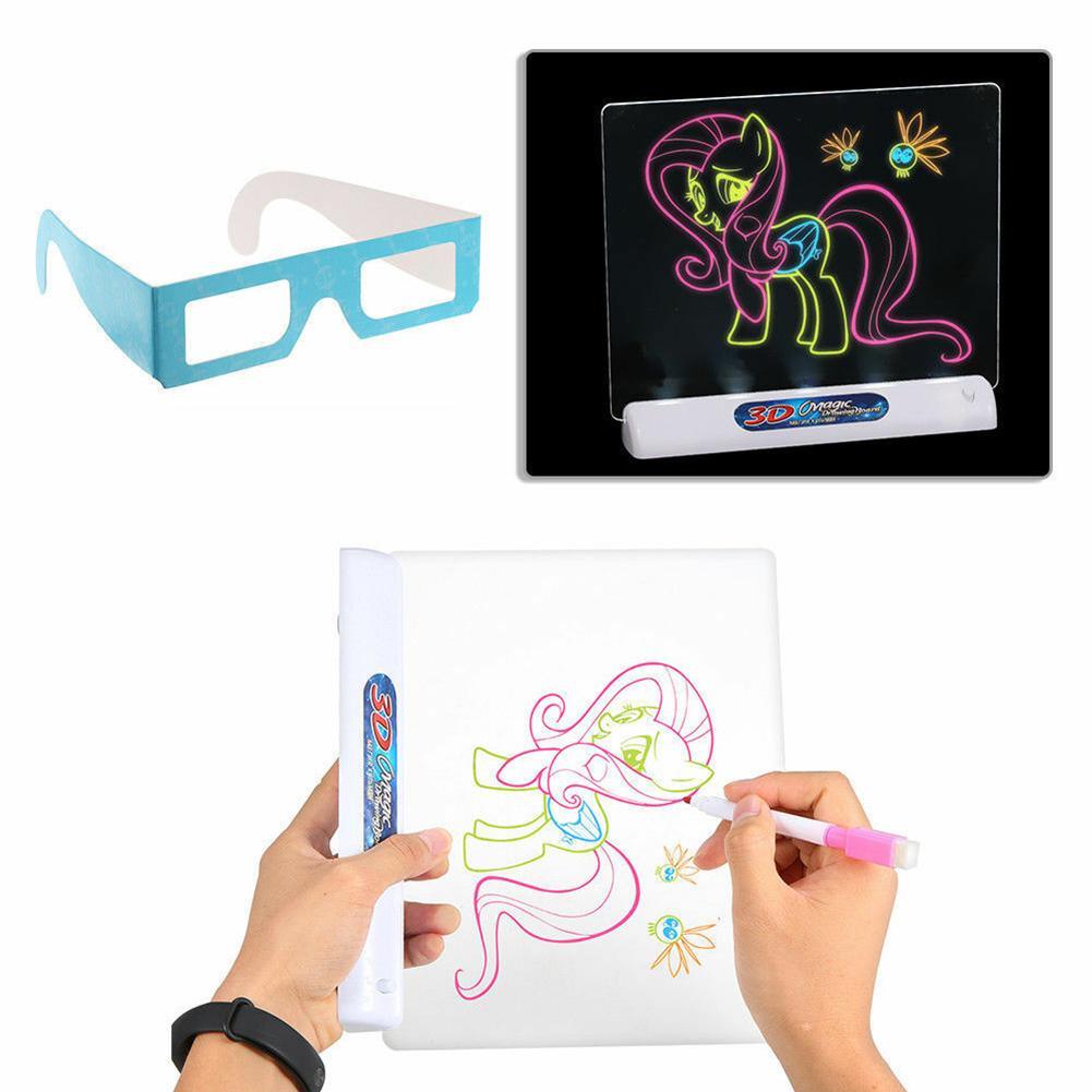 Magic Pad Deluxe Light Up LED 3D Drawing Tablet Writing Board Kids Toys Gifts 3D Illuminated Drawing Board Painting - JigyasaLLC