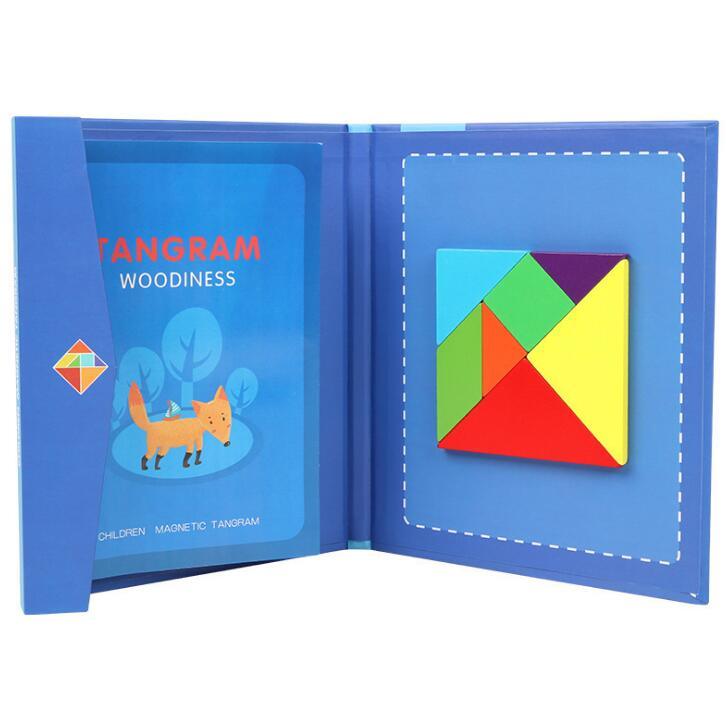 Magnetic Tangram Puzzle Book Portable Preschool Baby Kids Toys Intelligence Jigsaw Puzzle Wooden Educational Toys - JigyasaLLC