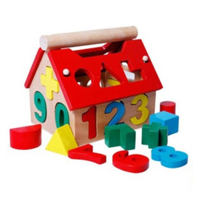 Wooden Toys House Number Letter Kids Children Learning Math Toy Multicolor Educational Intellectual Building Blocks - JigyasaLLC