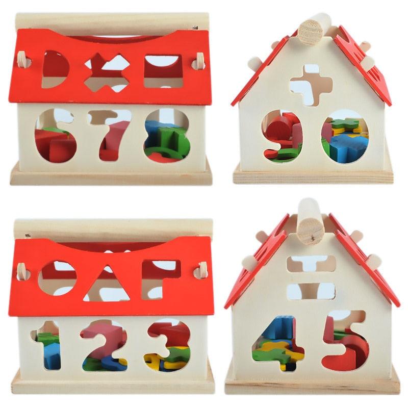 Wooden Toys House Number Letter Kids Children Learning Math Toy Multicolor Educational Intellectual Building Blocks - JigyasaLLC