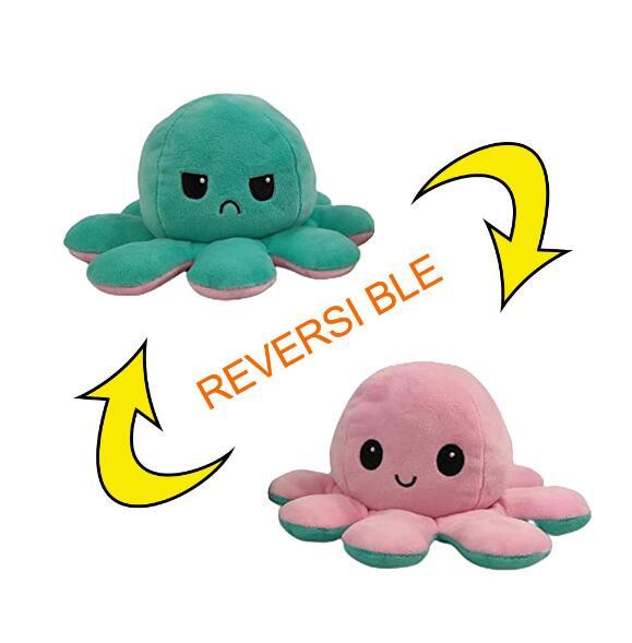 8 in Reversible Octo-Plushie Flip Octopus Stuffed Plush - JigyasaLLC